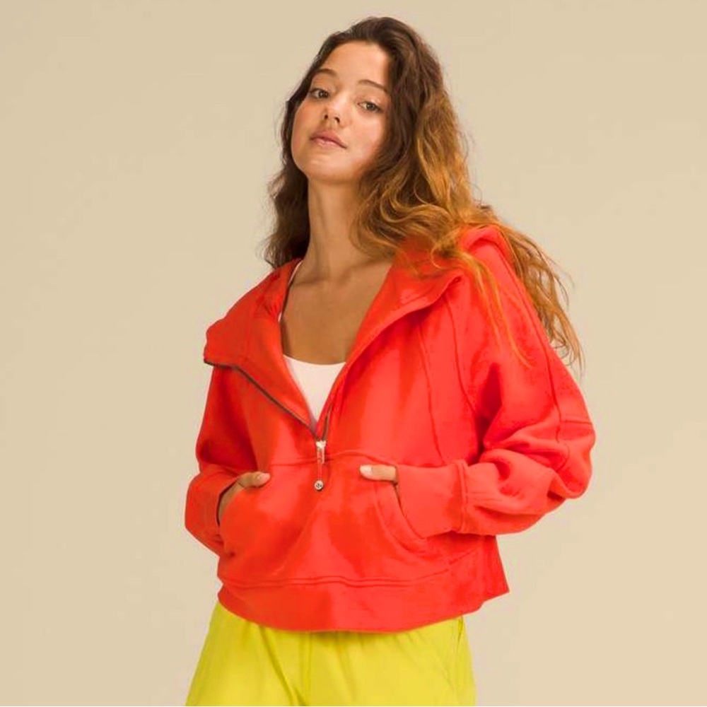 Lululemon Bright Red Scuba Half-Zip Hoodie